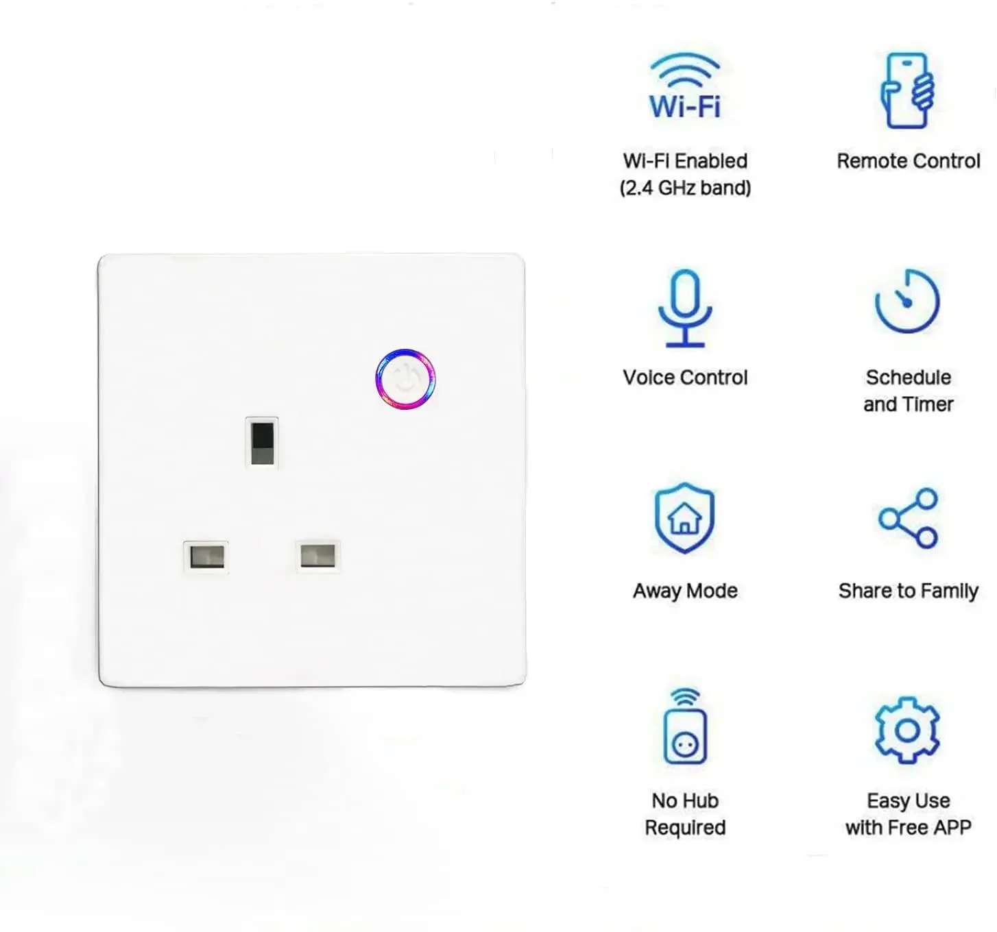 

Smartier Tuya Wifi Smart UK 16A Socket Remote/Voice Control Electrical Wall Glass Panel Timing Smart Electrical Outlet