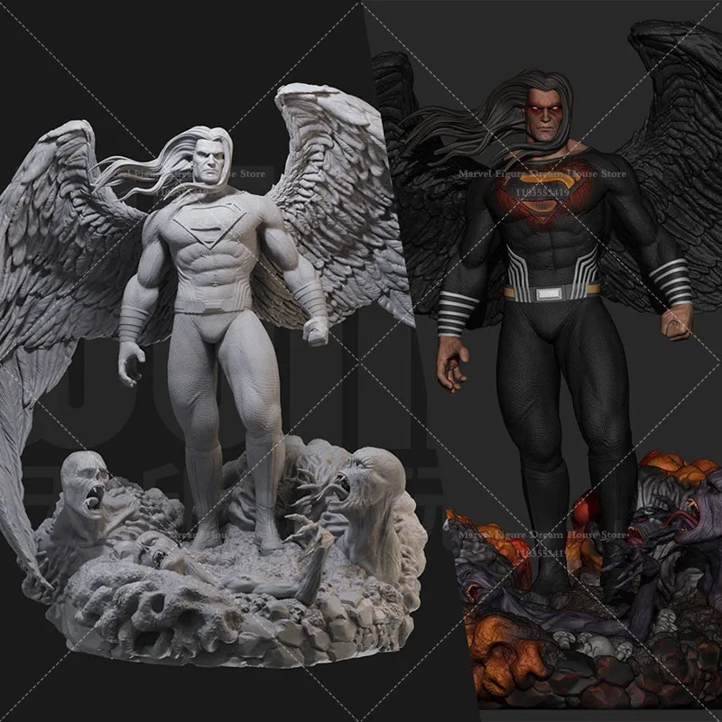 1/24 1/18 Scale DC Evil Long Hair Superman Fallen Angel Blackened Version DIY Self-assembled GK 3D Resin Un-panited Male Dolls