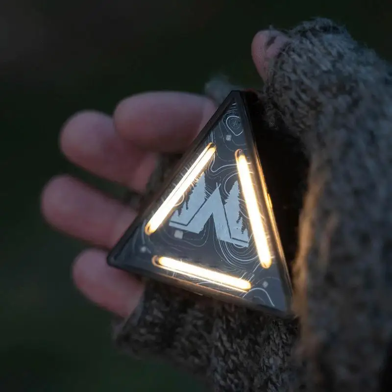 Camping Warning Small Safety Triangle Light Rechargeable Magnetic Tent Triangle Lamp With Hat Clip For Camping Hiking Accessory