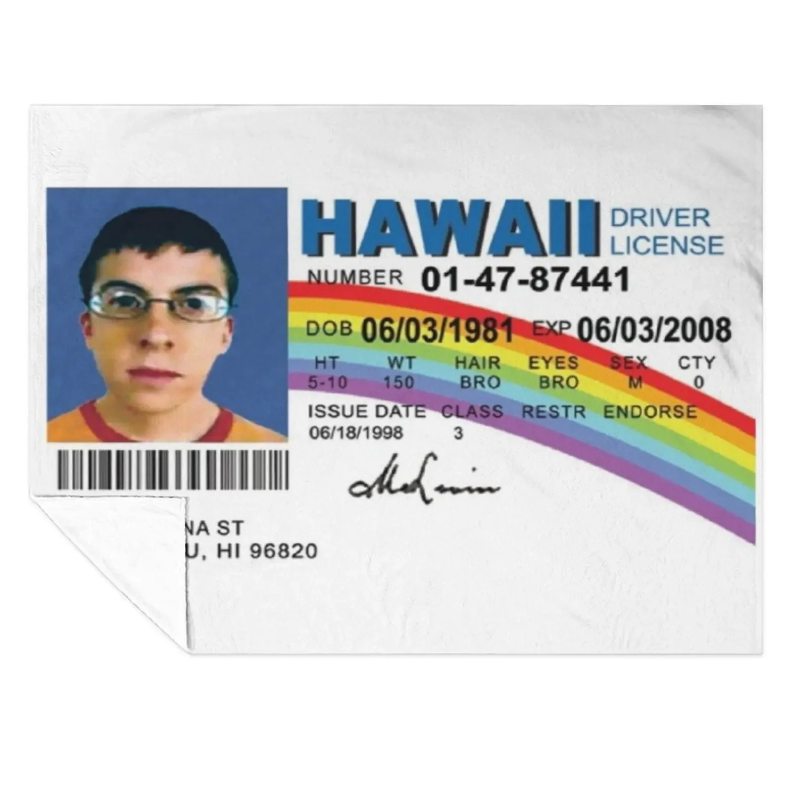 

McLovin Fake ID Design Throw Blanket Personalized Gift Plaid Luxury Brand Beautifuls Blankets