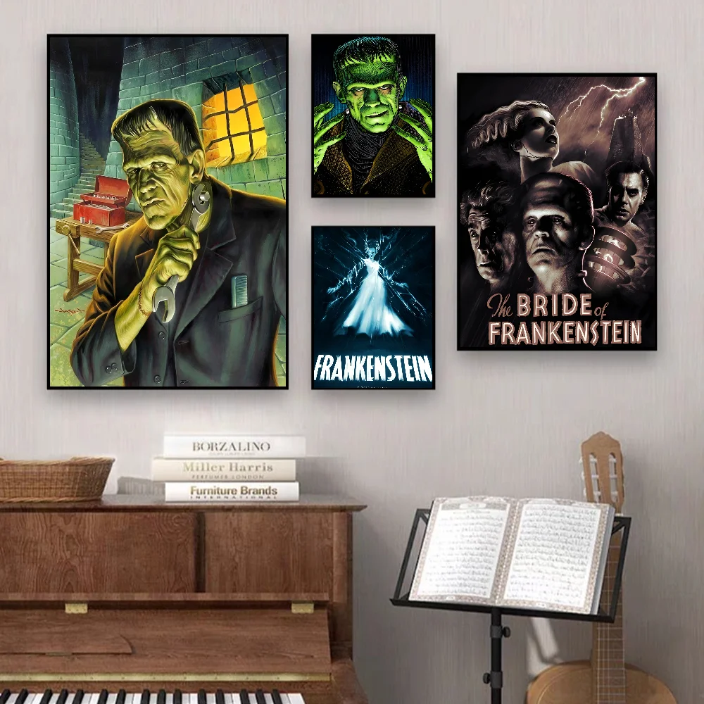 Frankenstein Classic Horror Movie Good Quality Prints and Posters Waterproof Paper Sticker Coffee House Bar Posters Stickers