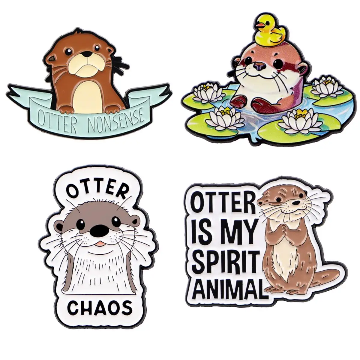 4 stücke Nette Tier Emaille Pin Cartoon Otter Brosche Für Mantel frauen Broschen Mode Revers Abzeichen Schmuck Geschenk für freunde