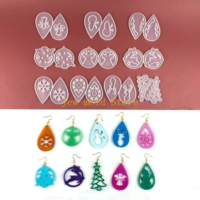 C71B عيد الميلاد قلادة أقراط قالب الراتنج قالب قالب الجمال الصغيرة DIY بها بنفسك الحرفية #5