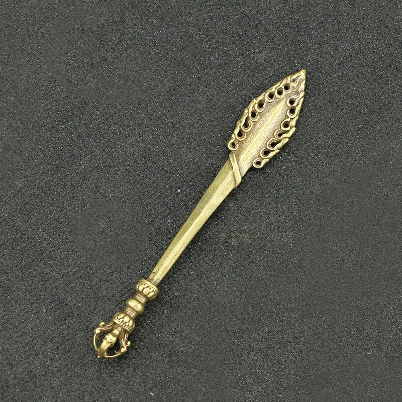 

10CM Curio Chinese Bronze Buddhism Manjusri Wisdom Sword Small Statue Decoration