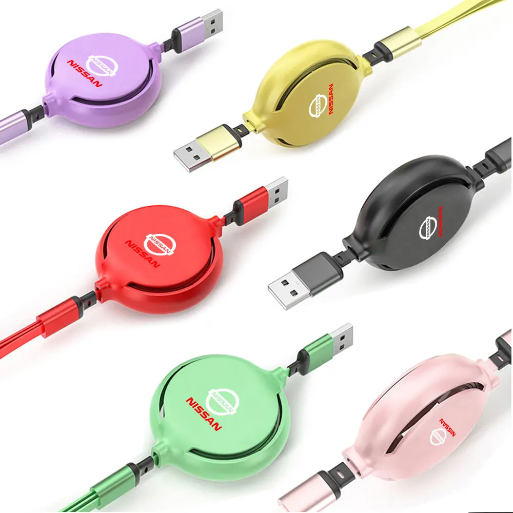 Car USB Cable Phone Fast Charger Multi-head Charging Cable For Nissan Nismo X-Trail Armada Kicks Cube Juke Rogue Micra Qashqai