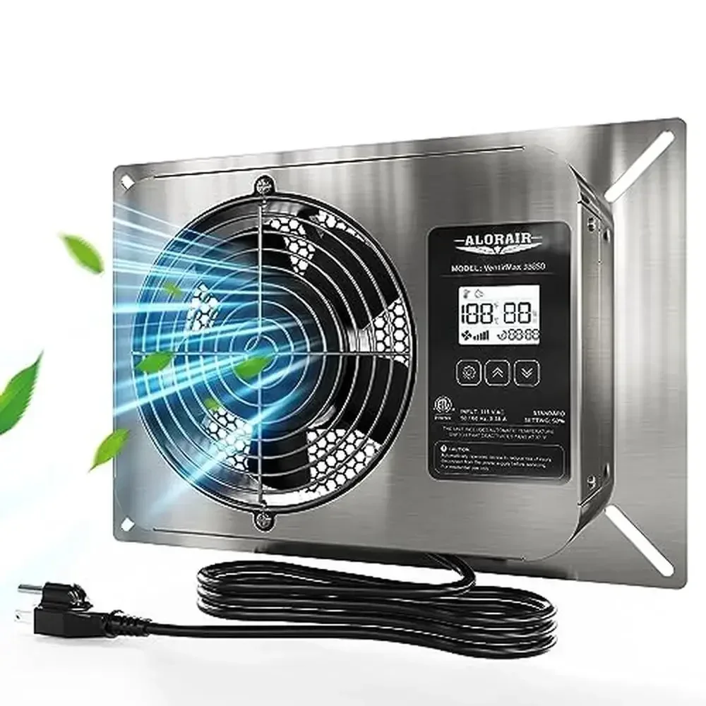 

Crawlspace Ventilator Fan Humidistat Stainless Steel Exhaust Vent Digital Display Timing Cycle Freeze 300CFM Quiet Operation