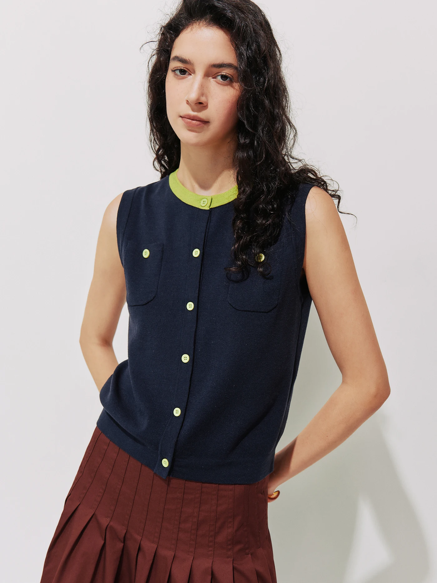 

Women's Loose Knitted round Neck Open Cardigan Vest Breathable Comfortable Cooling Skin-friendly Summer Fashion Top
