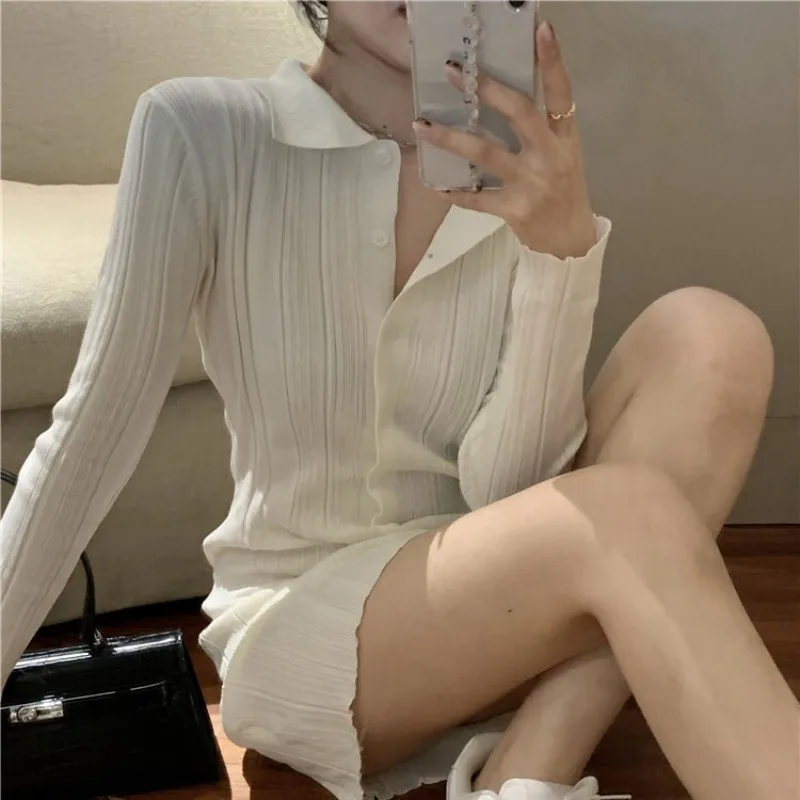 Female Dress Knit Party White Extreme Mini Bodycon Women's Dresses Sexy Daring Prom Crochet Clothing Short A Line Long Sleeve