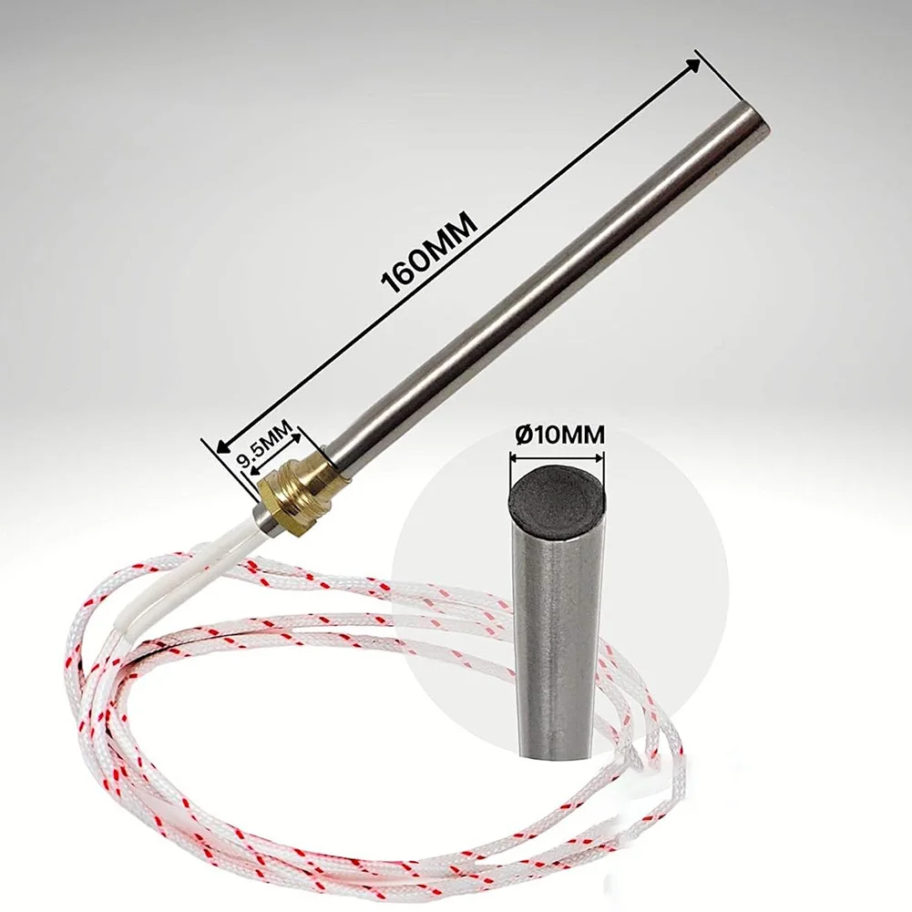 Replacement Pellet Furnace Ignition Rod 220V 10mm Diameter Thread 3/8 inch Stainless Steel Heating Element 280W 150MM 160MM