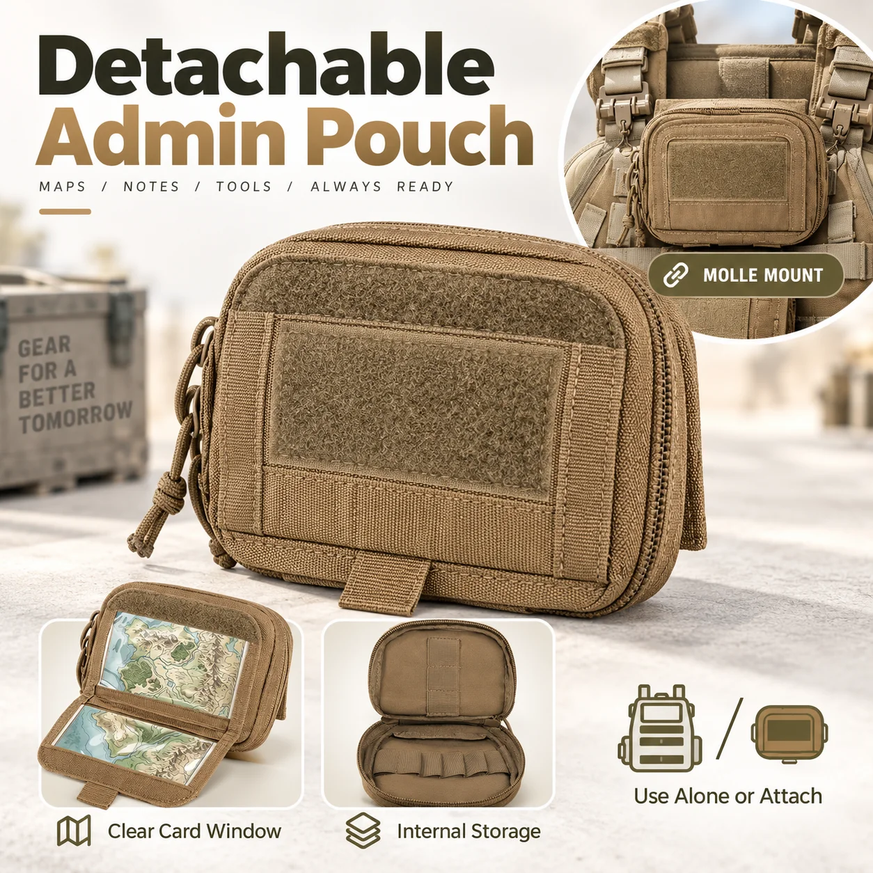 Edc Carry Flashlight - Pochette tactique pour carte de poitrine,
