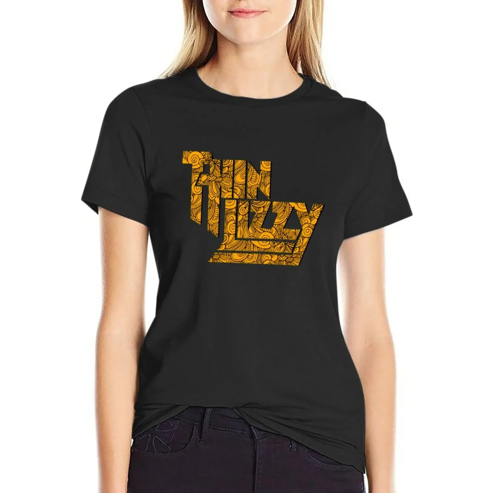 

Thin Lizzy text T-Shirt blanks graphics funny quick drying Woman fashion