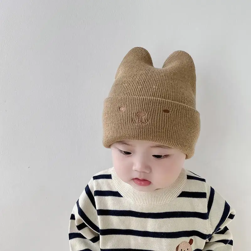 

Kids Beanie 42-46cm Baby Hat Autumn Winter Cute Little Rabbit Knit Hat Infant Children Warm Windproof Pullover Cap Hot