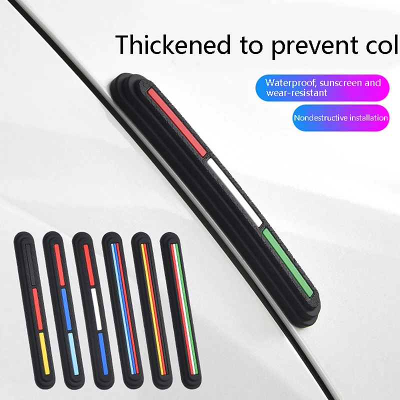 4Pcs Car Door Anti-collision Strip Silicone Body Anti-collision Sticker Door Side Rear View Mirror Anti-scratch Protection Strip