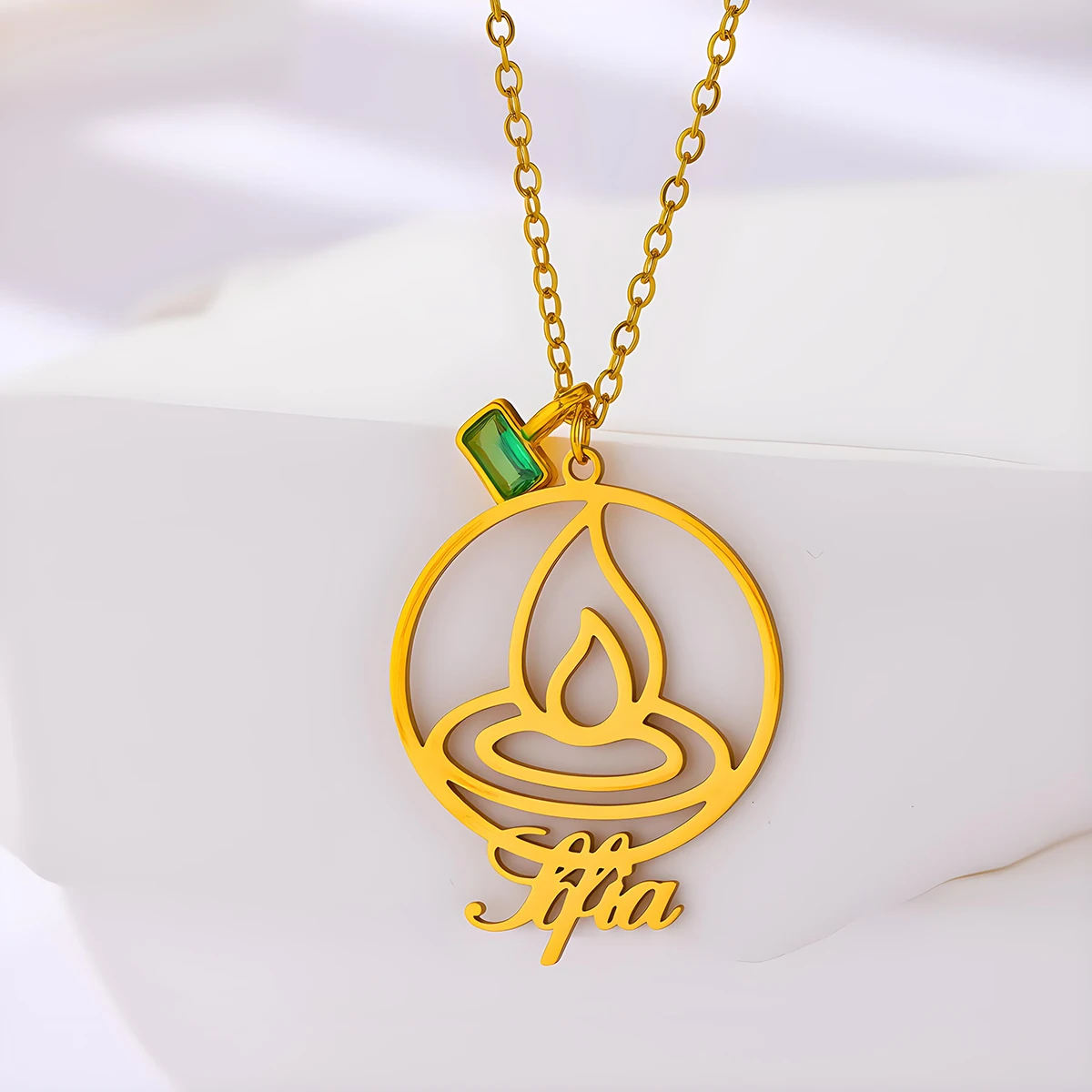 

Todorova Personalized Custom Name Stainless Steel Warm Candle Flame Pendant Necklace Birthday Gift