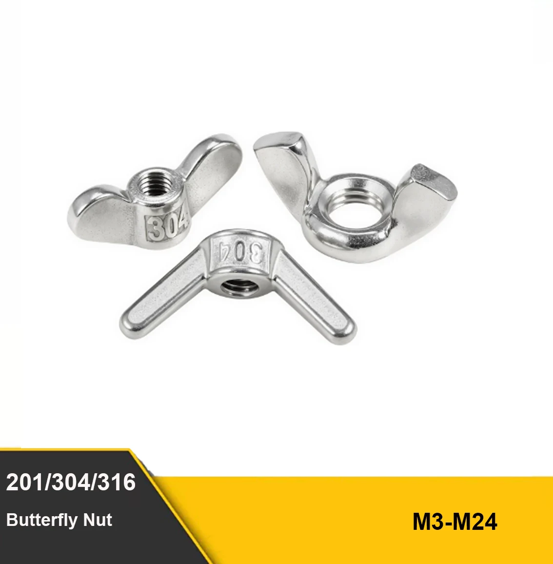 1-50Pcs Stainless Steel Wing Butterfly Nut 201/304/316 M3-M24 Hand Twist Screw Cap Nut Industrial Fastener Hardware Accessories