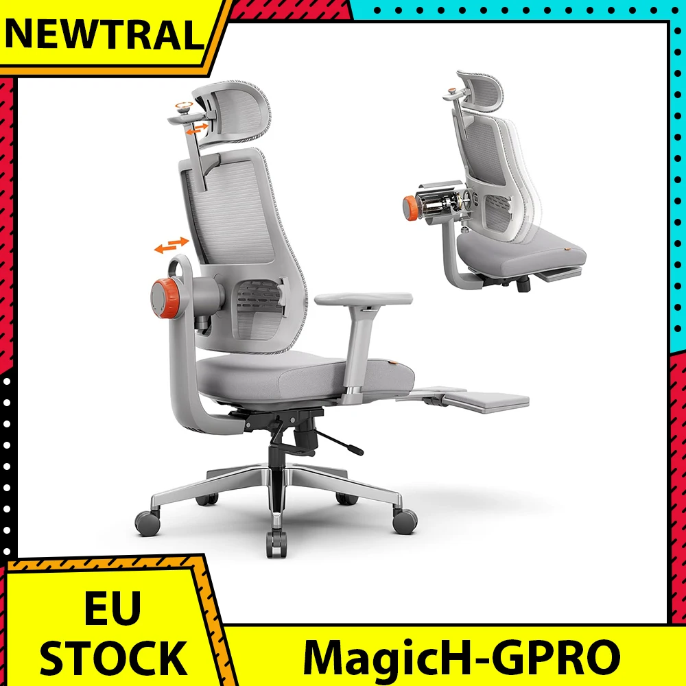 Silla Ergonómica NEWTRAL MagicH-GPRO con Reposapiés, Respaldo con Seguimiento Automático, Reposacabezas, Soporte Lumbar Adaptativo y Reposabrazos Ajustables