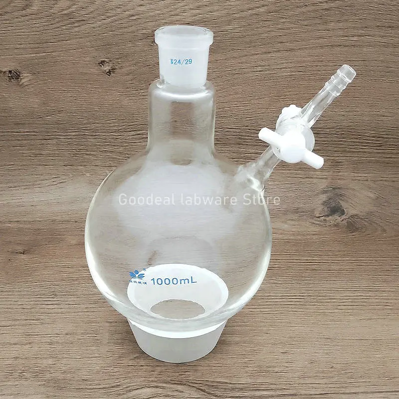 1PCS Laboratory 25ml to 1000ml Ball-shaped Borosilicate Glass Reaction Flask With PTFE Piston Frosted Mouth Schlenk flask