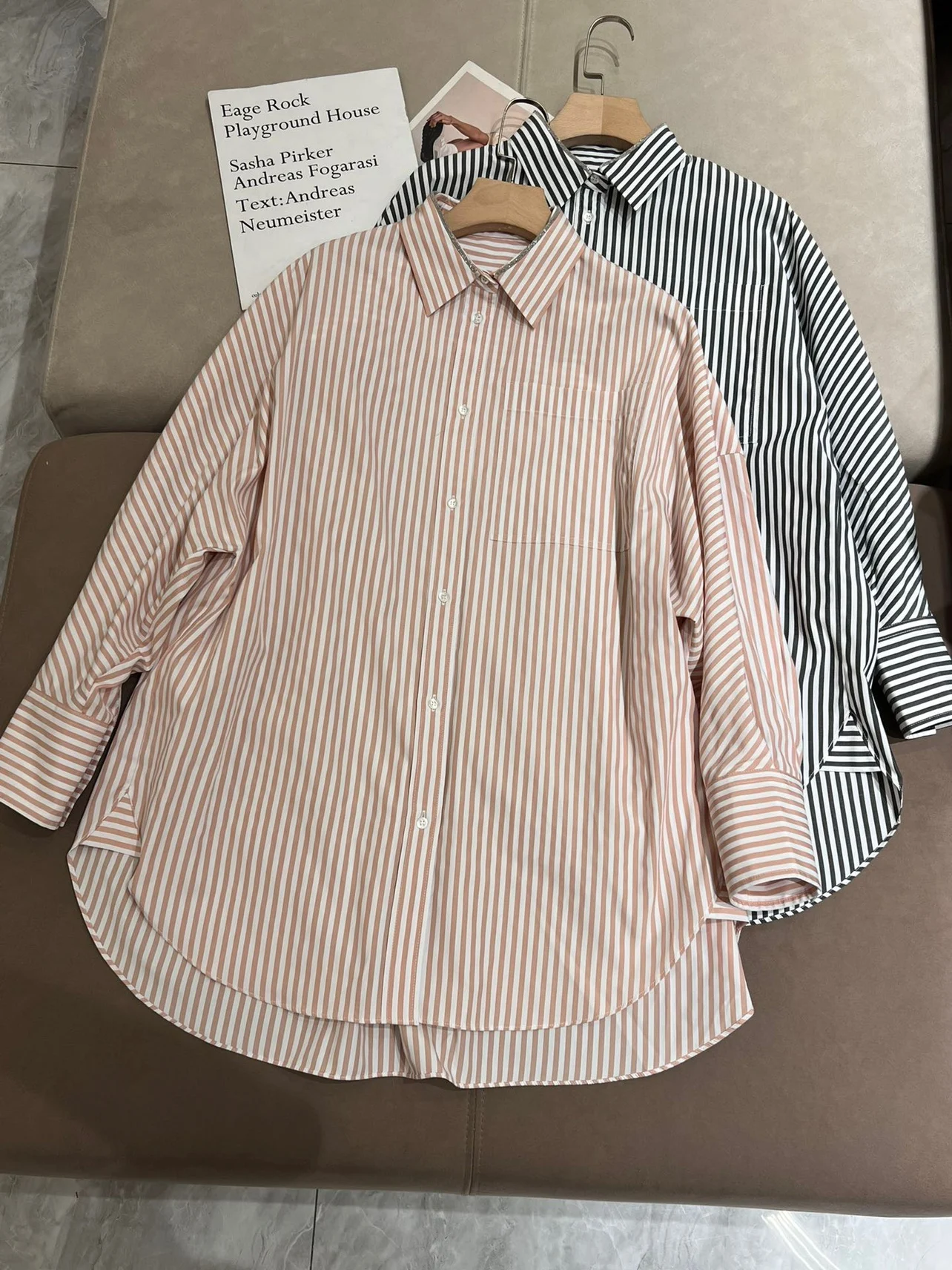 Spring  Women's Shorts Set Cotton Stripe Shirt Top + High Waist Shorts 2 Piece Set Blouse Summer Woman Clothing