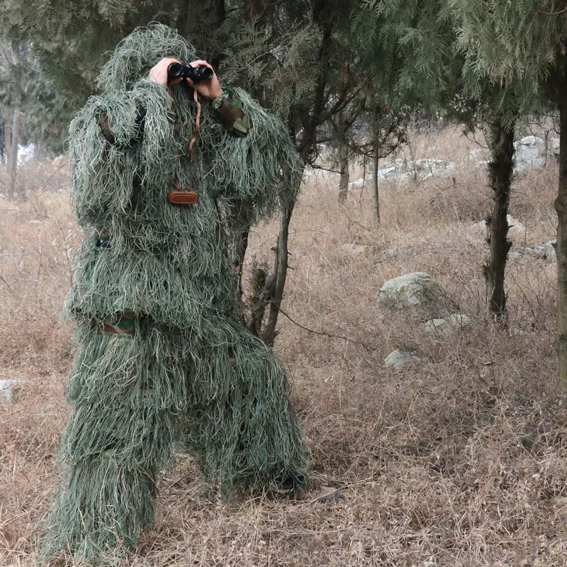 5pcs/set Camouflage Ghillie Suit Sniper Tactical Clothes Camo Suit for Hunting Paintball Ghillie Suit Men Hunting Clothes