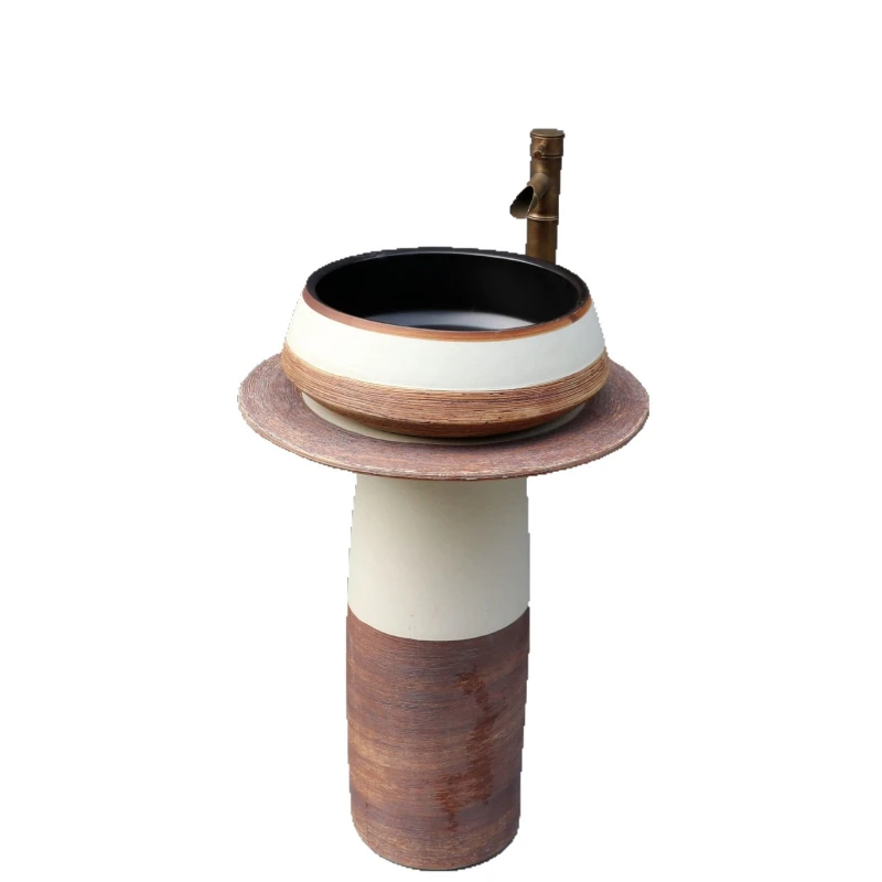 Column type wash basin balcony outdoor wash basin small household courtyard floor type simple hand basin