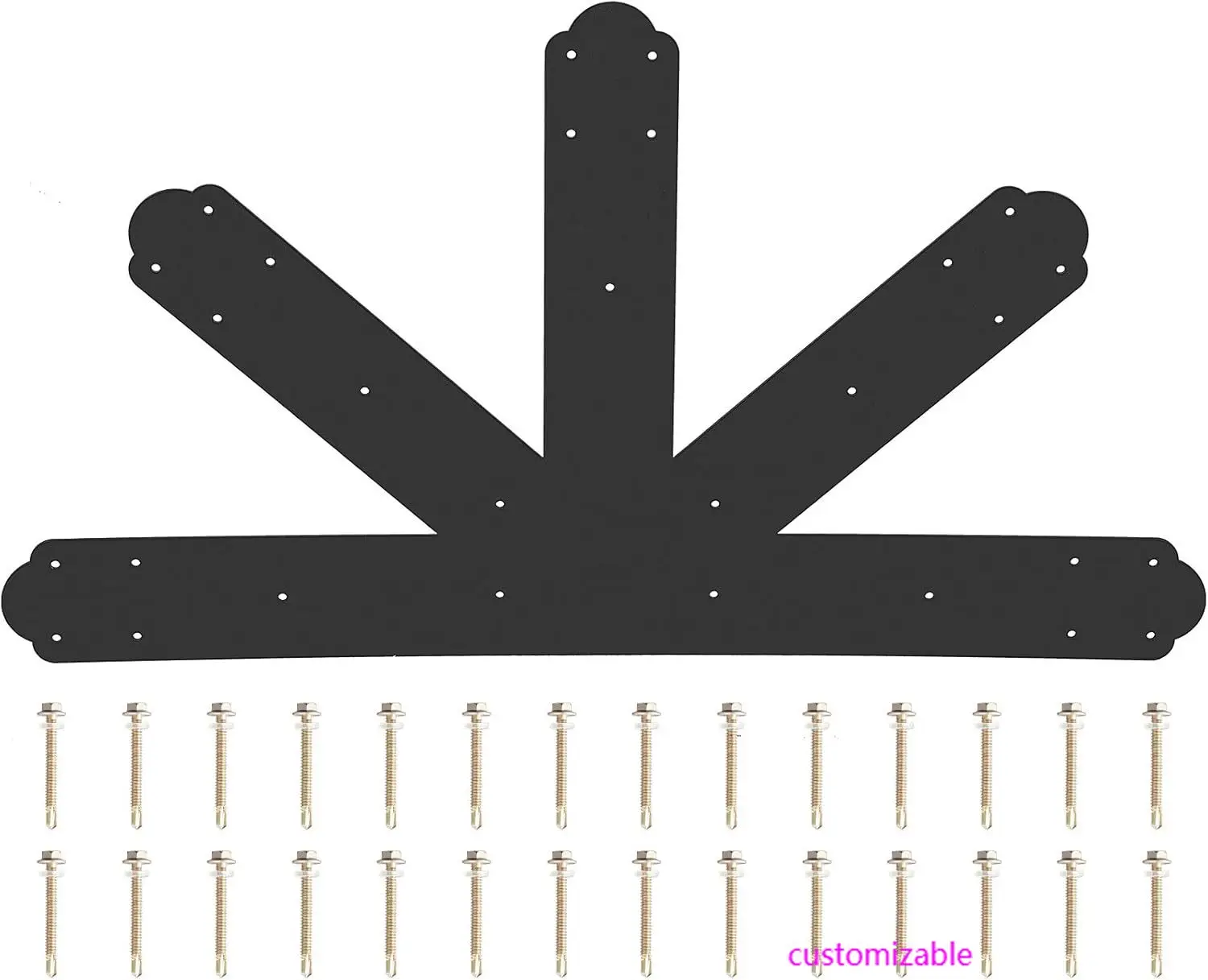 لوحة Gable، ألواح توصيل تروس مطلية بالمسحوق الأسود، دعامة تروس 12:12، 4 مم / 0.16 بوصة ألواح أظافر فولاذية