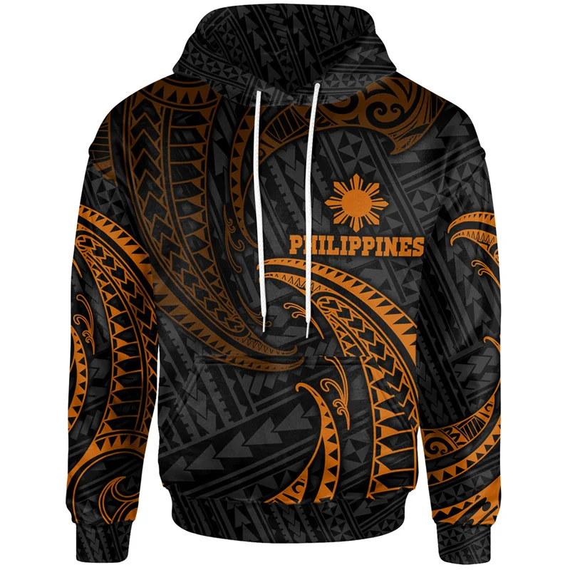 3D Philippines Filipinos Polynesian Tattoo Lapu Sun Tribal Printing Hoodies For Men Kid Fashion Hooded Hoody Cool Pullovers view 4