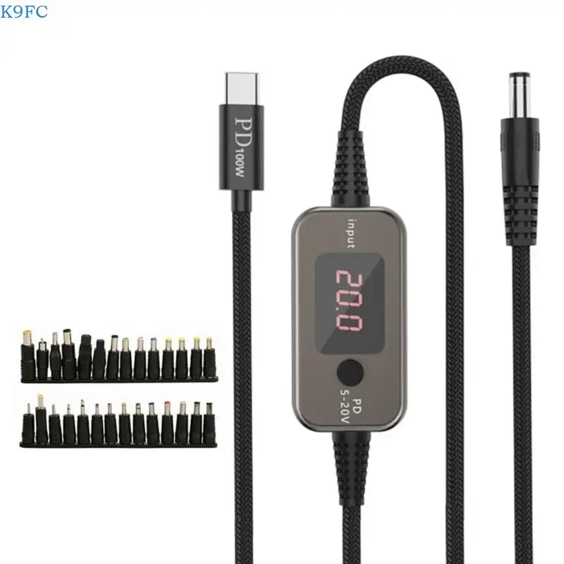 

K9FC Multiple Voltages Type C To DC5525 Charging Cable Cord Compatibles Modems Notebook And 5A Powerful Devices