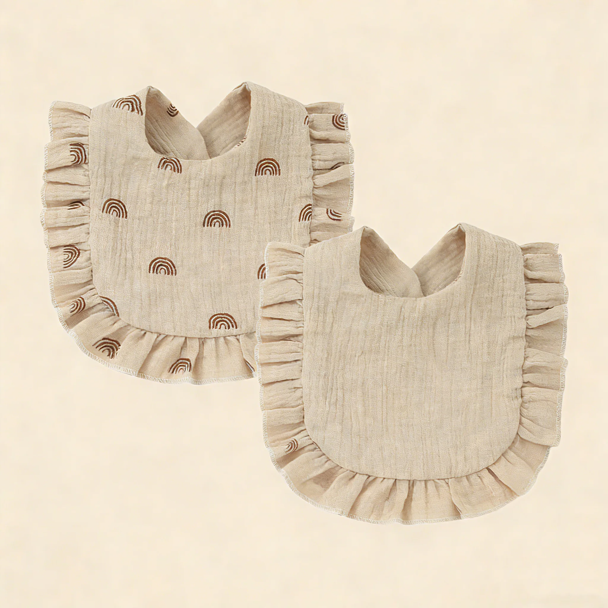 2 Pack Newborn Baby Bibs Cotton Absorbent Saliva Towel Feeding Bibs for Infan