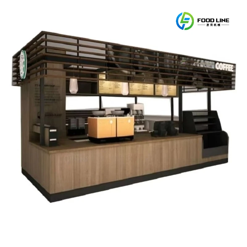 Hot Sale FL Customized Bespoke Indoor Coffee Retail Kiosk with Interior Design Coffee Shop & Bubble Tea & Juice Display Counter