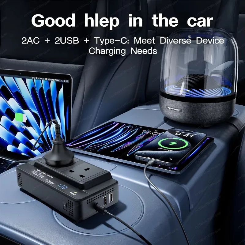 200W car inverter 12V/24V to 110V/220V power converter PD20W fast charging - view 6