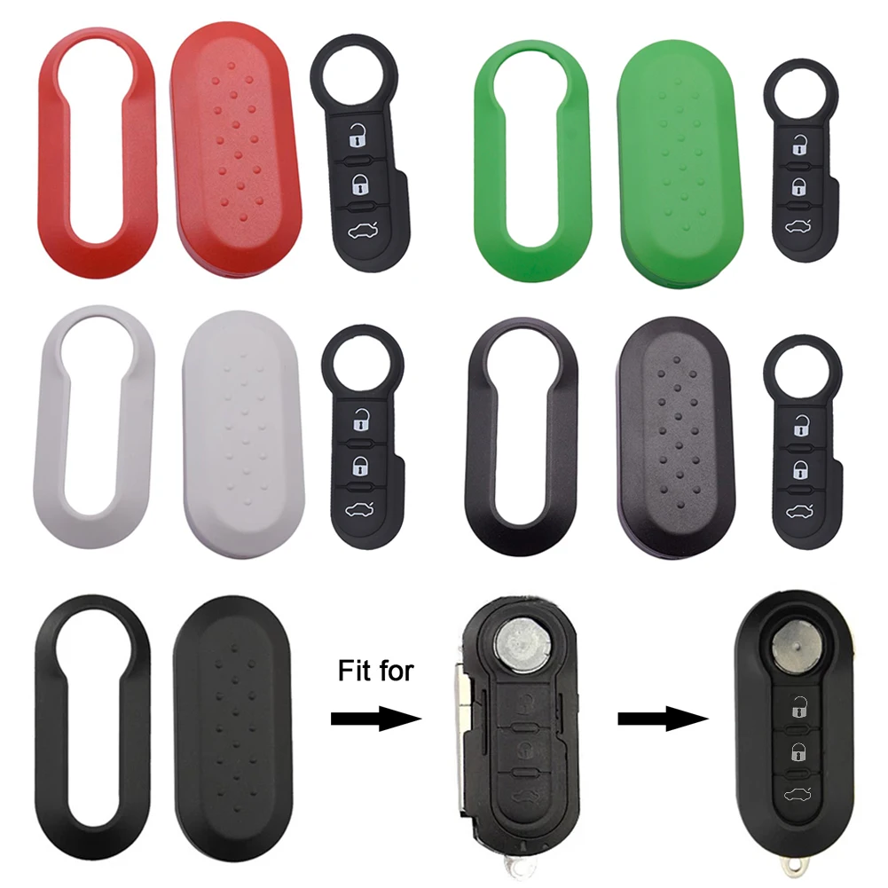 3 Buttons Remote Modified Flip Silica Car Key Shell For Fiat 500 Panda Punto Bravo Cover Uncut Blade Key Cover Case