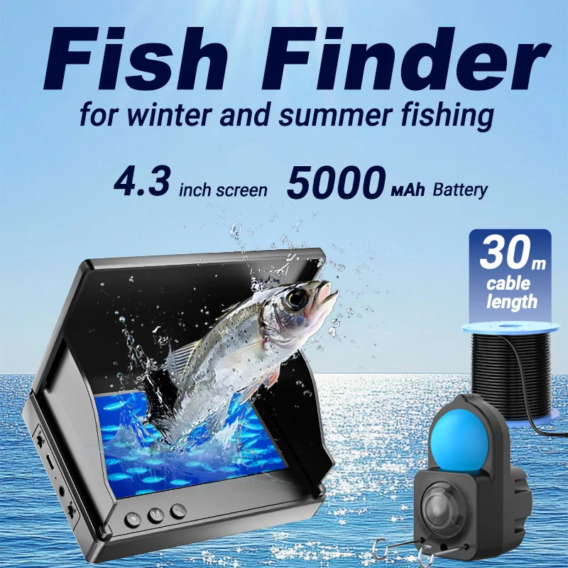 

Подводная камера для рыбалки AOERWEI с 4,3-дюймовым HD-экраном, ИК-подсветкой и LED-подсветкой, портативный эхолот для зимней рыбалки в темноте