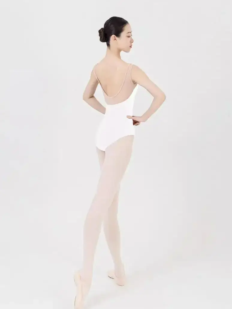 ملابس رقص باليه من التول والألياف اللدنة قابلة للتنفس للنساء بدون أكمام - قميص قصير مطاطي لممارسة الباليه والرقص المعاصر