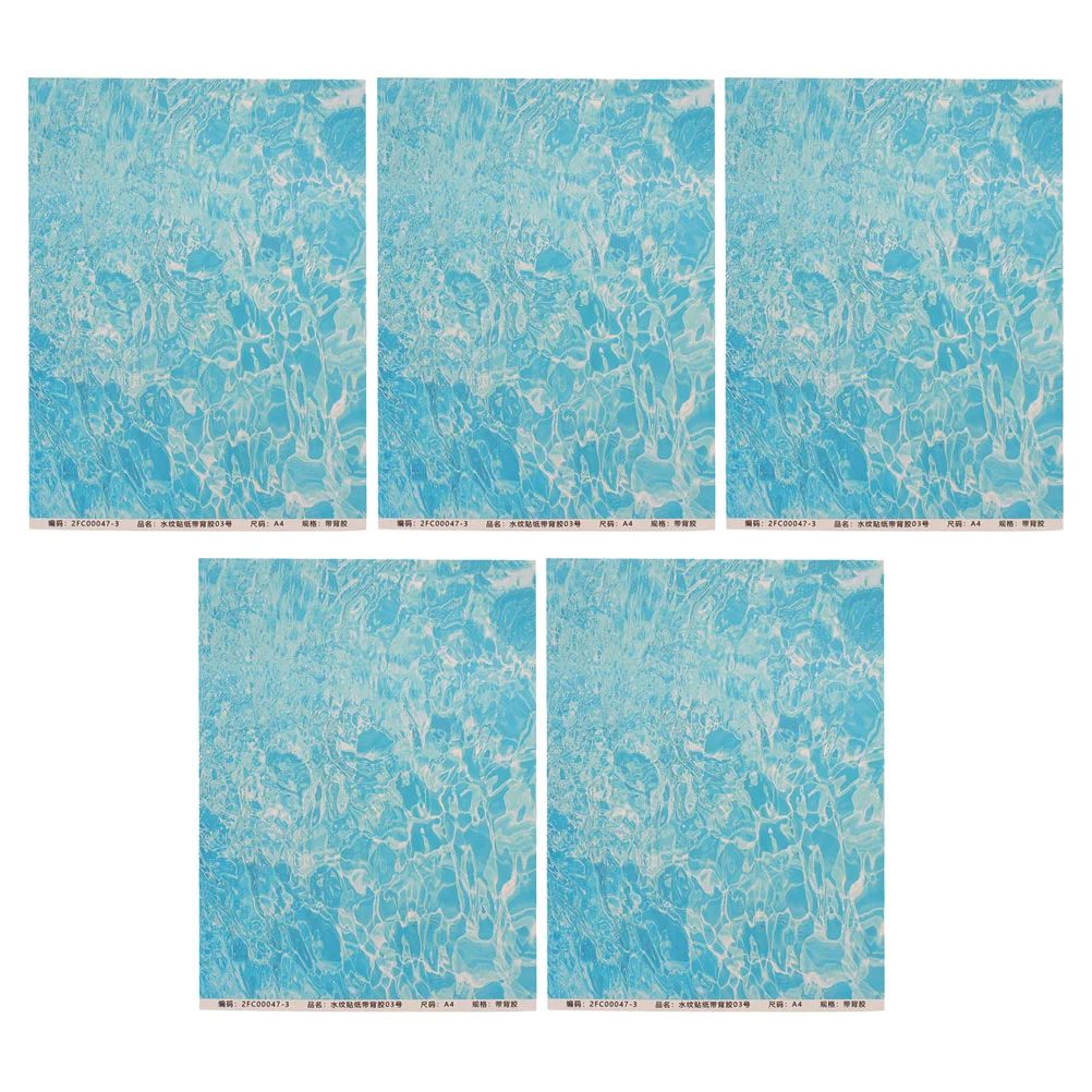 

5 Pcs Micro Landscape Model Plastic River Basing Water Pattern Paper Fake Creative Decorative Sticker Sand Table Stickers