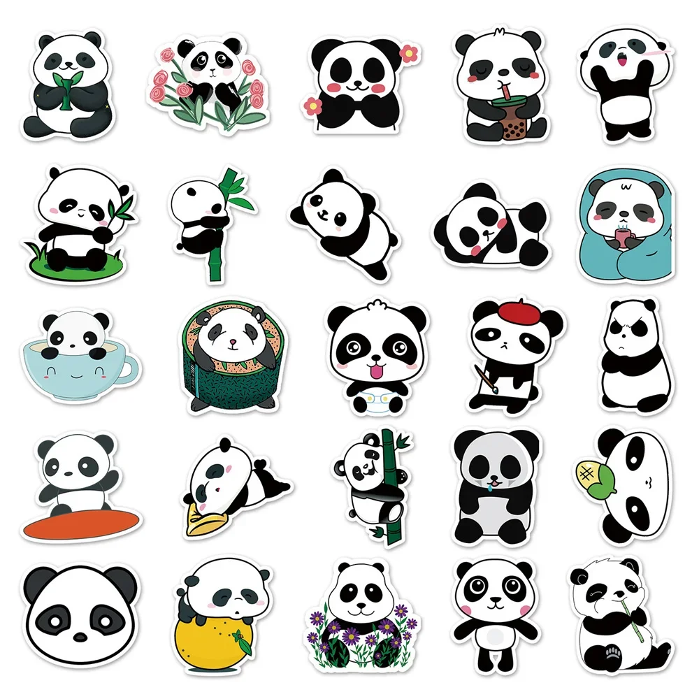 10/30/50PCS Panda Graffiti Stickers Cartoon Cute Animal iPad Stickers DIY Skateboard Guitar  Luggage Graffiti Stickers Wholesale