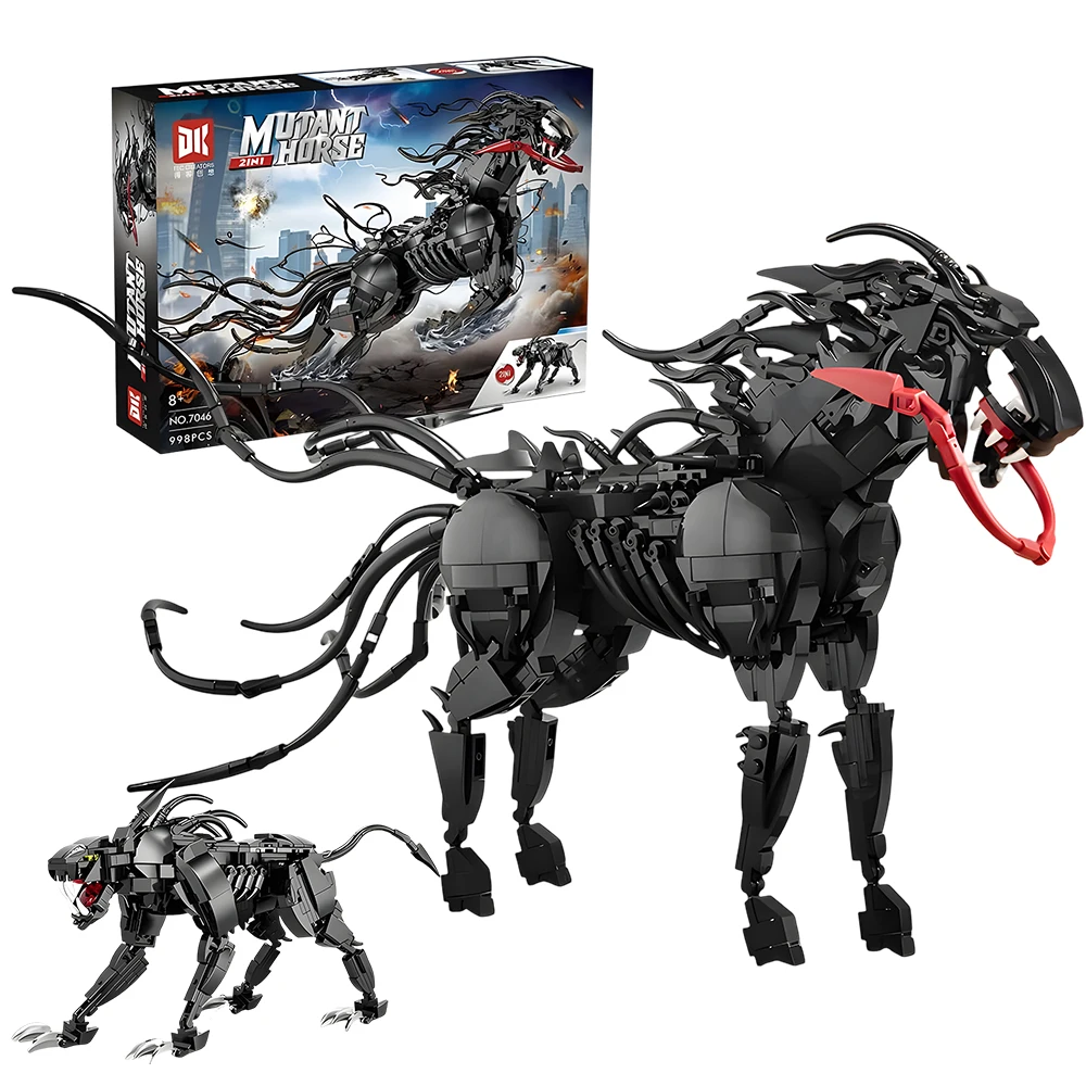 Blocs de construction Alien Creature 2 en 1, modèle cheval/chien mutant – Plastique ABS robuste – Jouet éducatif pour résoudre les problèmes – Décoration pour la maison et le bureau