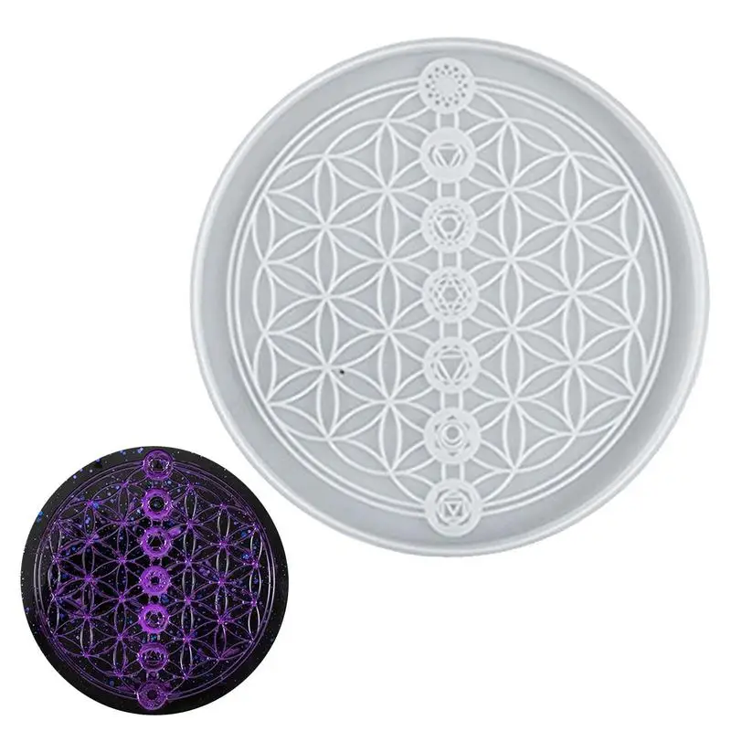 Resin Silicone Molds DIY Crystal Epoxy Mold Flower Of Life Table Storage Tray Mould Jewelry Making Resin Casting Mold