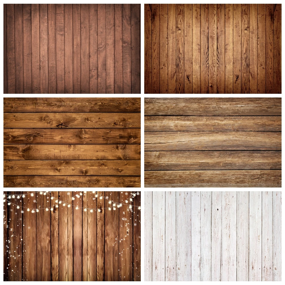 Rustic Wood Backdrop for Photography Brown Wooden Board Baby Shower Birthday Party Wedding Background Vlog Pet Photo Shoot Props