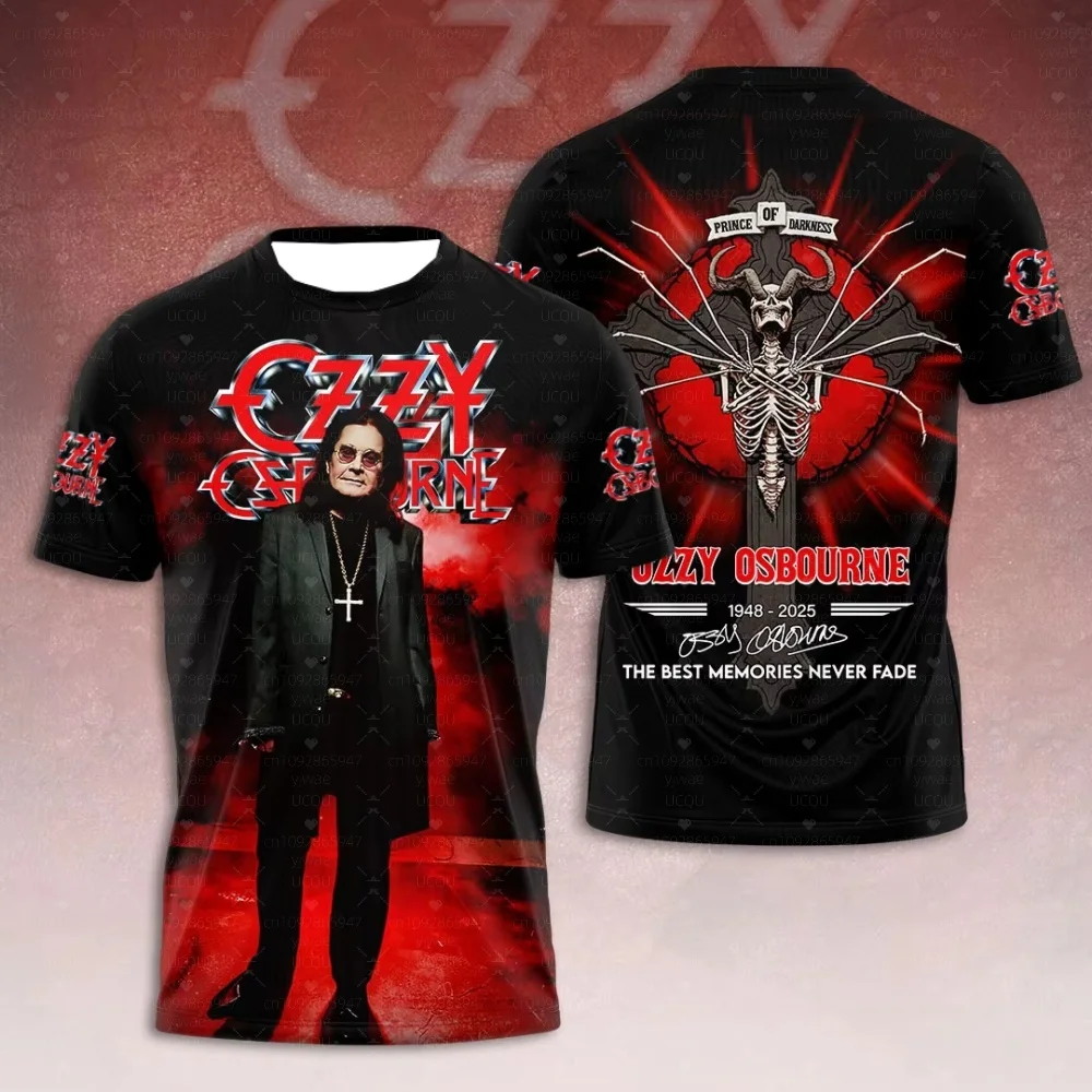 2025 الساخن روك Ozzy Osbourne ثلاثية الأبعاد الطباعة الرجال النساء الهيب هوب العصرية تي شيرتات قصيرة الاكمام Harajuku الجولة الرقبة تي شيرت المتضخم القمم #3