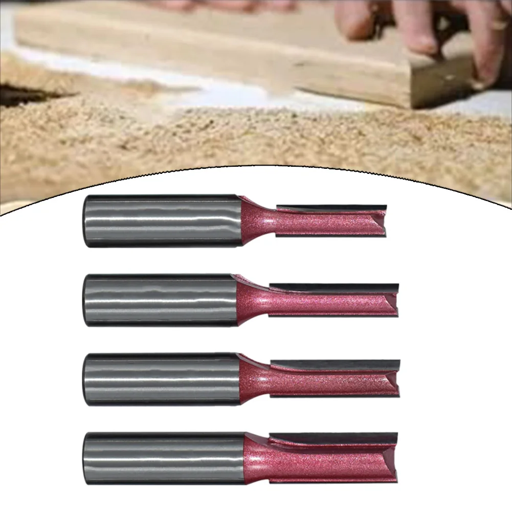 4pcs Carbide Tipped Router Bit Set Straight Milling Cutter Cutting For Wood MDF Straight Router Bit Set Power Tools