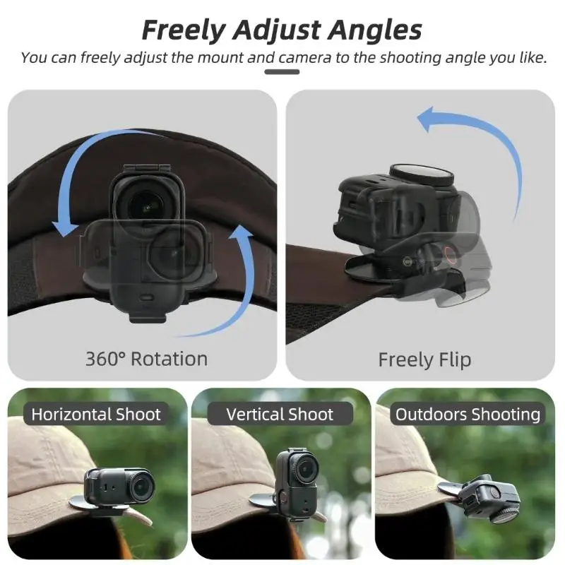 652F براعة غطاء شنت قوس 360 درجة قطب الوضع الرأسي الأفقي تبديل مشبك القبعة لكاميرات OsmoNano متعددة المشاهد