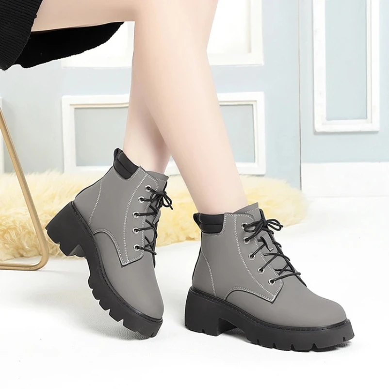 

2025 ботильоны, женские теплые зимние ботинки из натуральной кожи и шерсти, женские ботинки на платформе большого размера