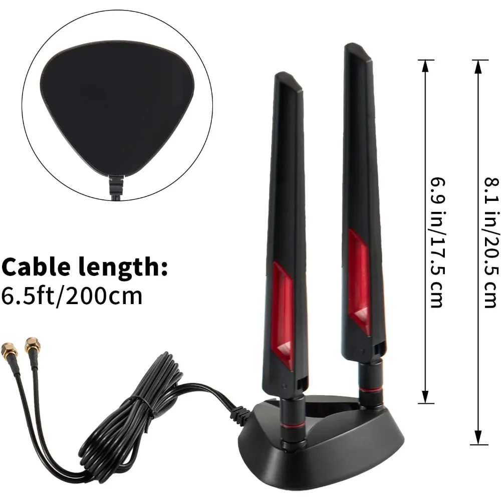 เสาอากาศ WiFi alas magnetik แรง2.4กิกะเฮิร์ตซ์5กิกะเฮิร์ตซ์สำหรับเราเตอร์คอมพิวเตอร์ตั้งโต๊ะพีซี6E การ์ด WIFI เมนบอร์ดเกม