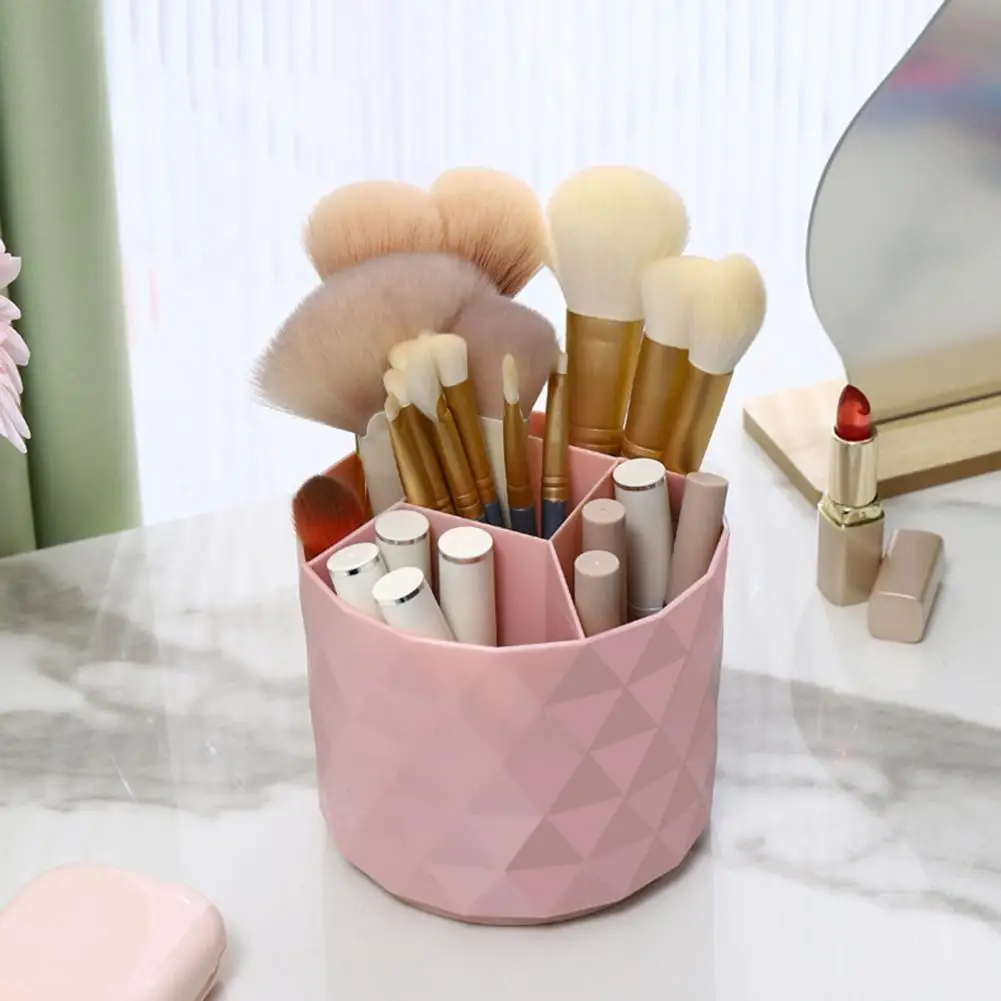 Pojemnik na pędzle do makijażu pudełko na biurko domowe obsadka do pióra przenośne Organizer na kosmetyki biurkowe obracające się pędzel do makijażu wielokomorowe