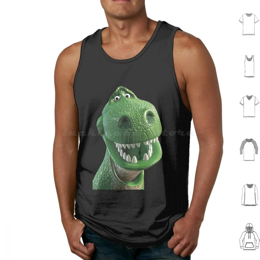 Rex Dinosaur Tank Tops Print Cotton Rex Rex Dinosaur Toy Cute Funny Nostalgia Nostalgic Movies Movie Story Green