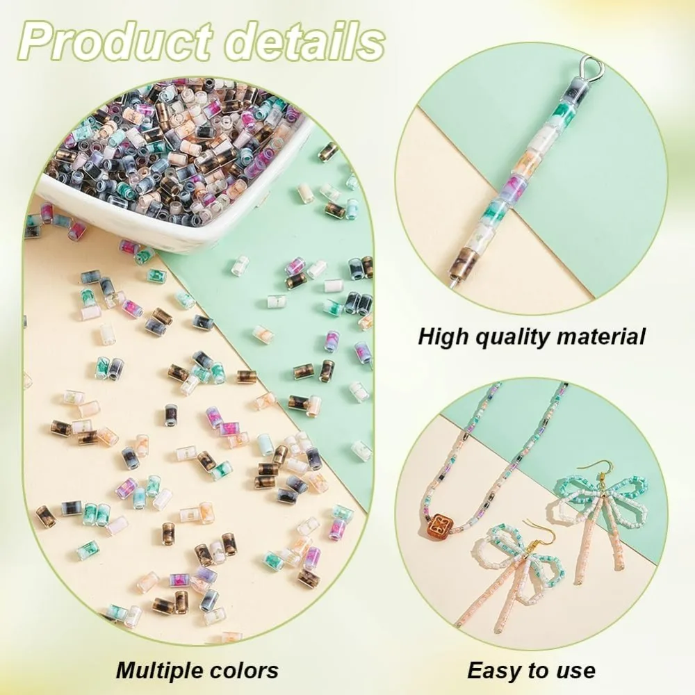 720 قطعة 6 ألوان أنبوب الخرز 24 جرام 3.8 مللي متر الزجاج البذور الخرز اسطوانة البذور الخرز التطريز الخرز أنبوب صغير الحرفية فاصل #4