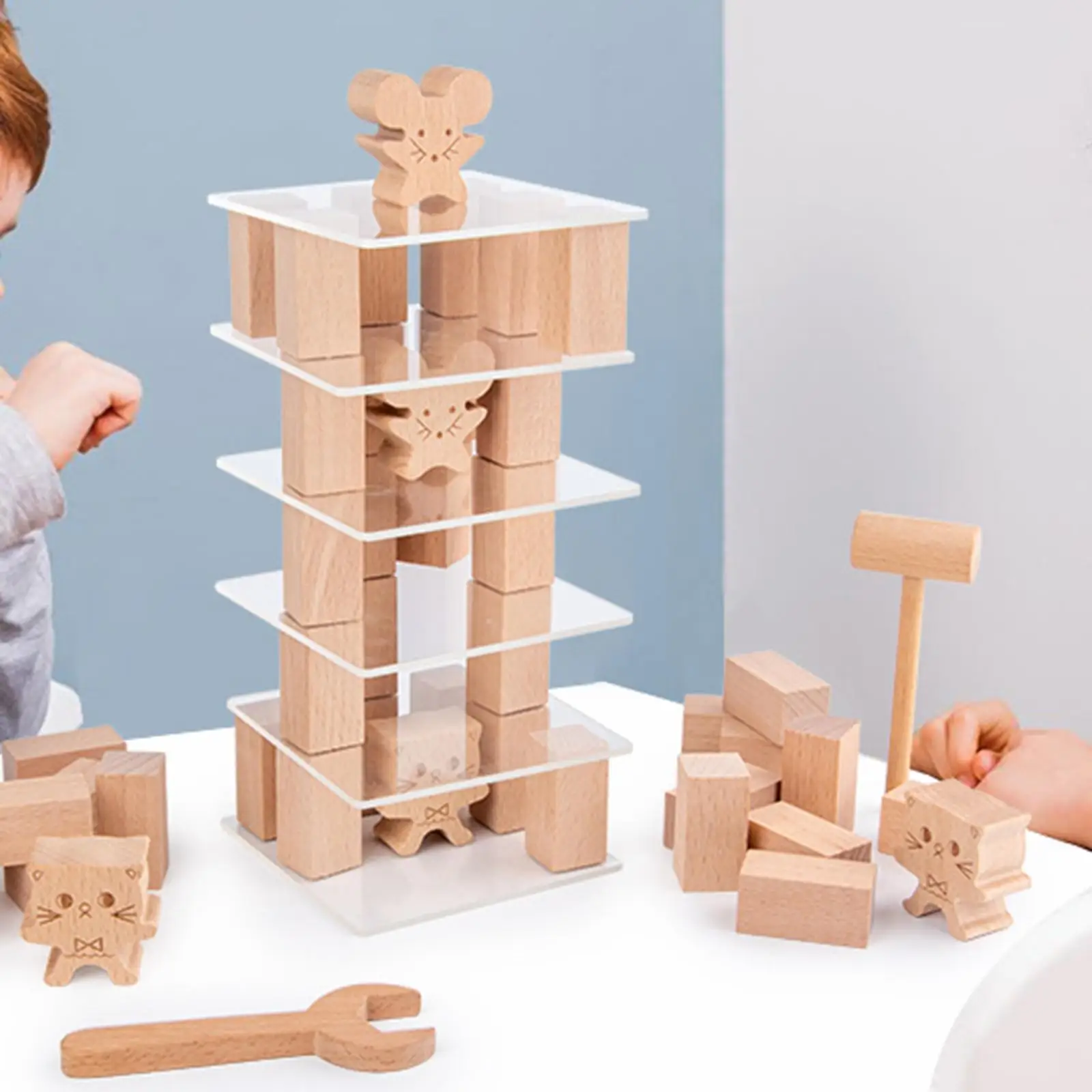 Tower Wood Block Early Learning Building Blocks for Kids Children Boys Girls