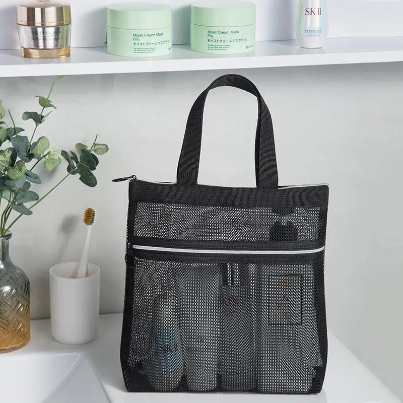 Bolsa de cosméticos de malla gran capacidad portátil con cremallera - imagen 5