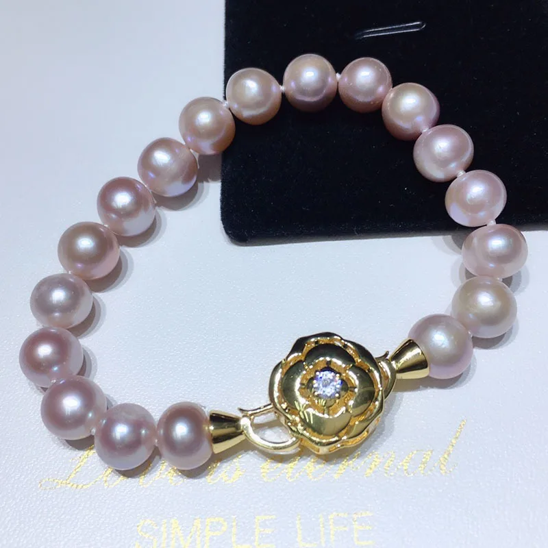 

Natural 9-10mm freshwater pearl bracelet female fashion simple retro luxury temperament send girl friend