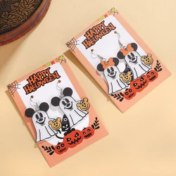Halloween Earrings Cute Spooky Mouse Trick or TreatMouse Ghost Earrings for Women Holiday Acrylic Pumpkin Eardrops Dangle Ear